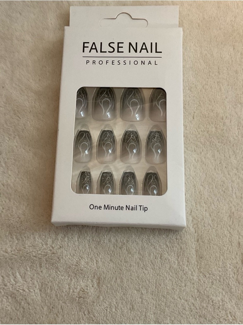 FALSE NAIL Professional Black Decorative Press-On Nails